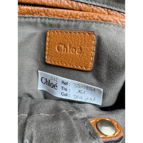 Chloe Large Marcie Pebbled Leather Satchel Bag Tan Cognac Gold Hardware w COA - Picture 12 of 16